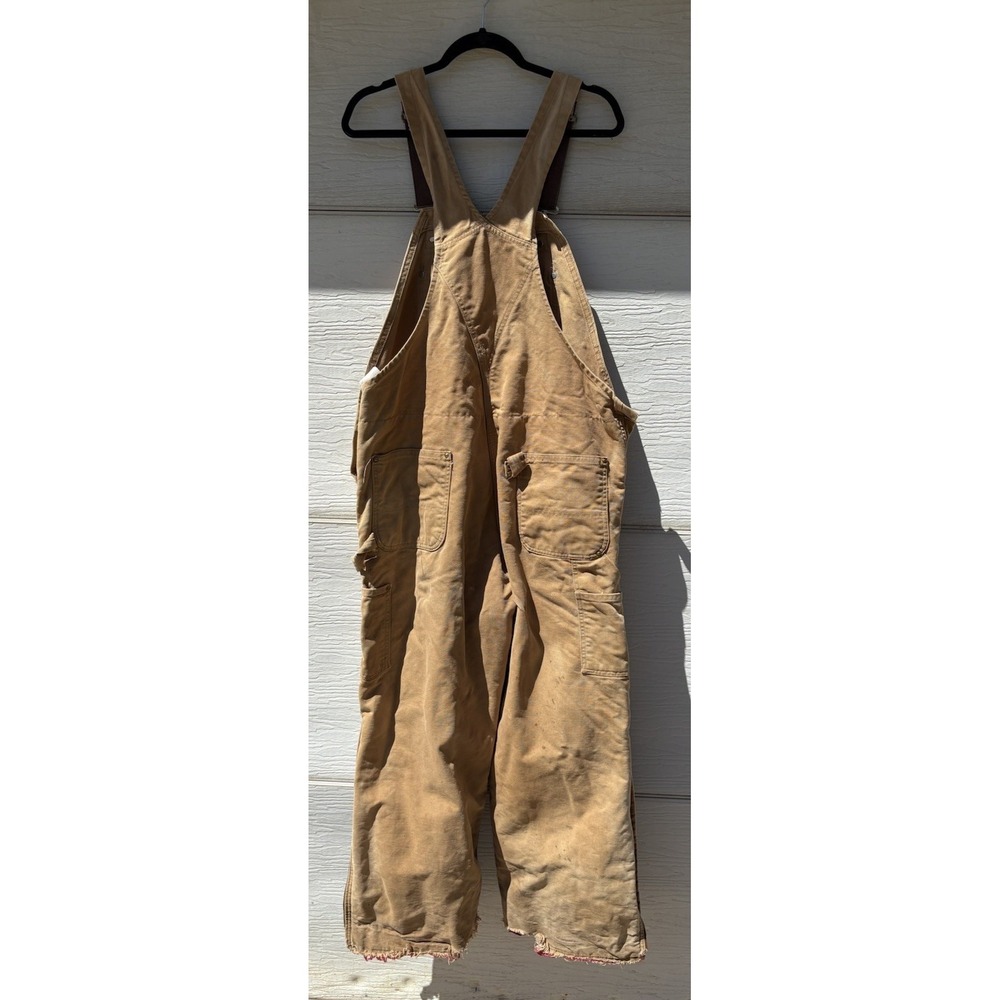 VTG Carhartt Men's Denim Bib Overalls 42 X 27" Union Made in USA Double Knee - Picture 8 of 11